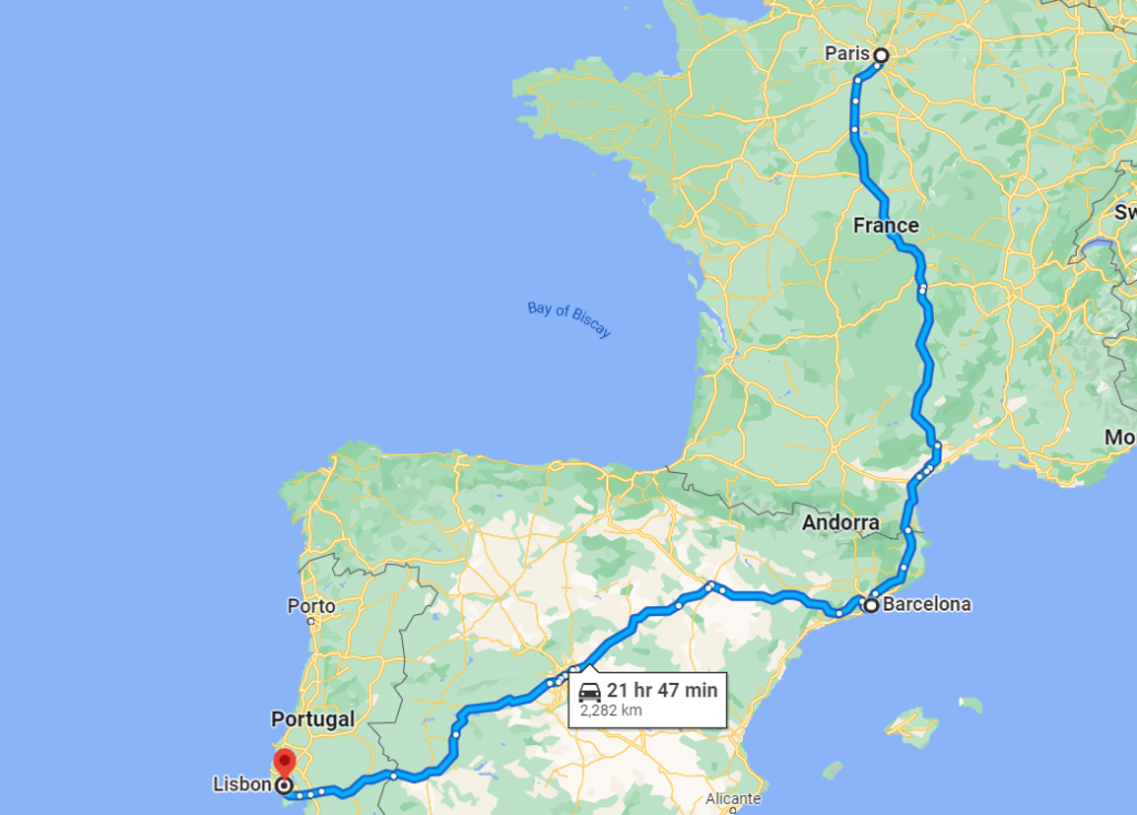 Paris Barcelona Lisbon Itinerary 10 Days in Europe Map Route